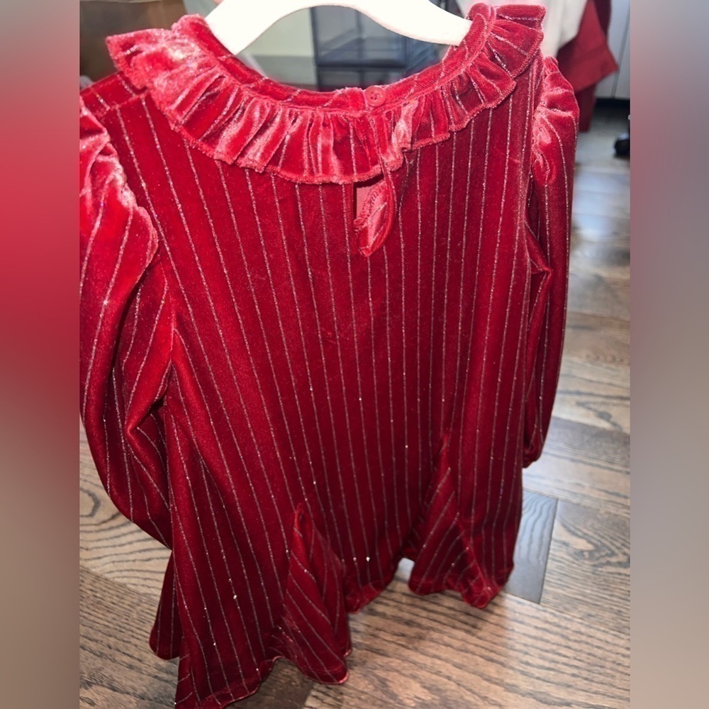 Habitual Toddler Girl Red Velvet Glitter Dress - 2T - Holiday/Special Occasion - Picture 4 of 4